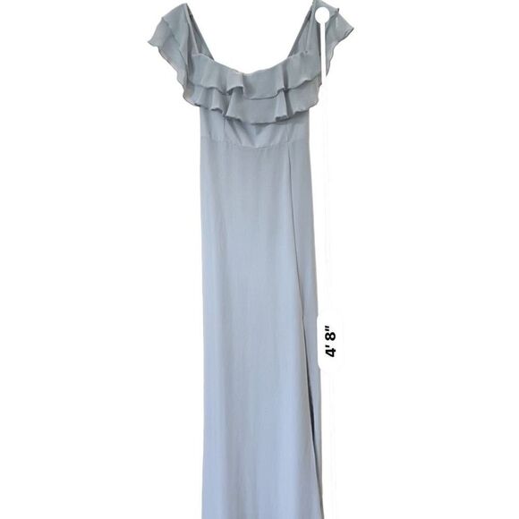 SHOW ME YOUR MUMU Women's Emma Ruffle Maxi Dress In Silver Sage Crisp Size XS NE - Picture 13 of 16